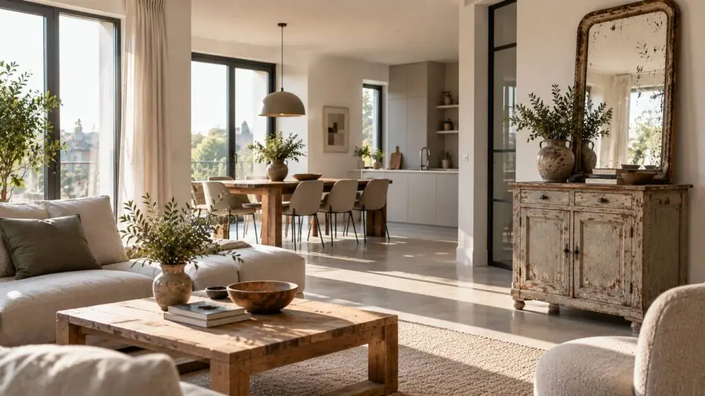 Brocante toegepast als karaktervolle laag in een modern en rustig interieur