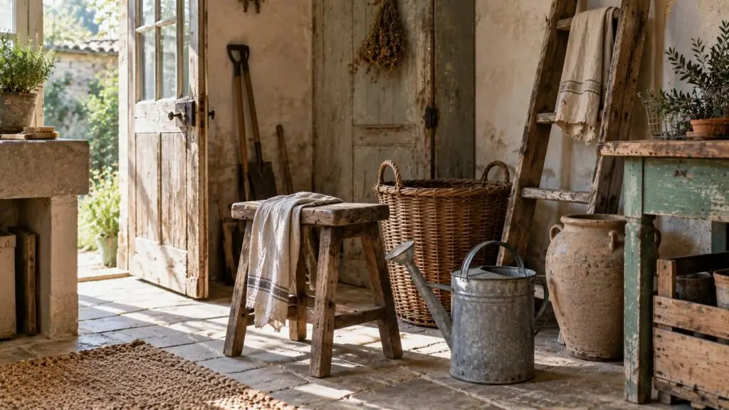 Wat is brocante zichtbaar in oude gebruiksvoorwerpen met natuurlijke patina